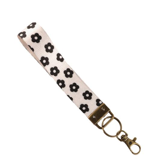 Nyckelring Hänge Rutigt Tryck Faux Läder Handledsrem Nyckelring Armband med Snabbfäste Fjäderring Kvinnor Nyckelhållare