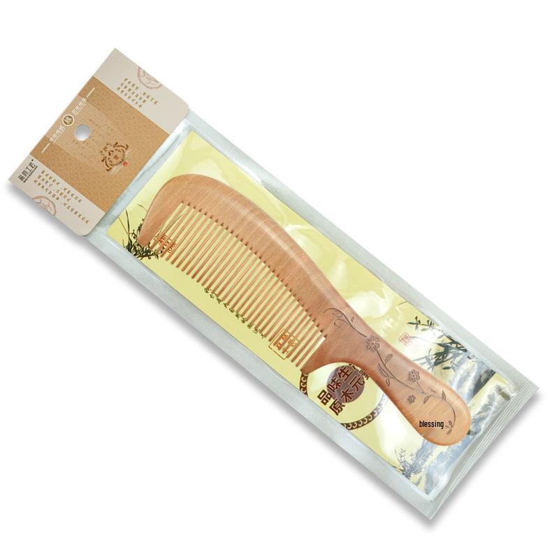Camphor Wood Large Comb - Scalp Massaging, Carved Handle, Fine Tooth Hairdressing Tool