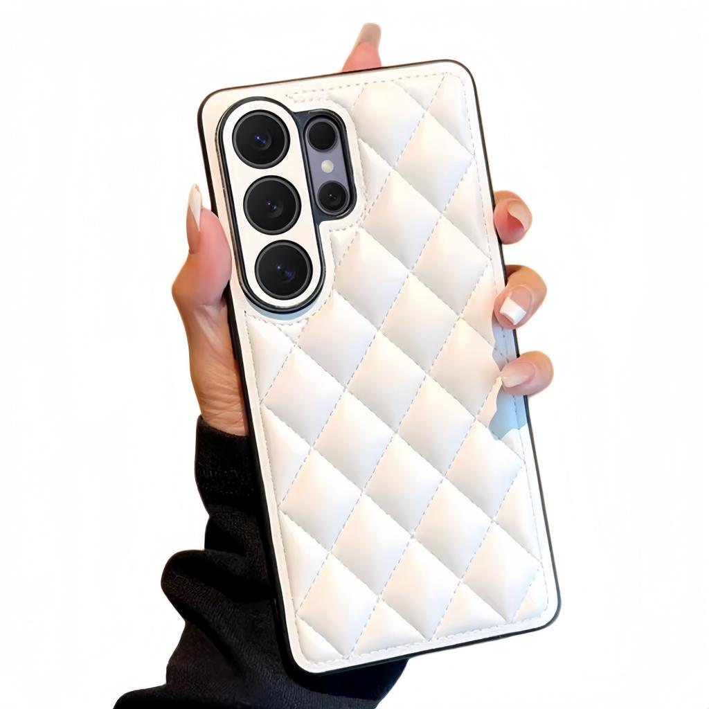 Fashion Small Fragrance Lambskin Leather Phone Case For Samsung Galaxy S26 Ultra S25 S24 Plus Luxury Shockproof Protective Cover
