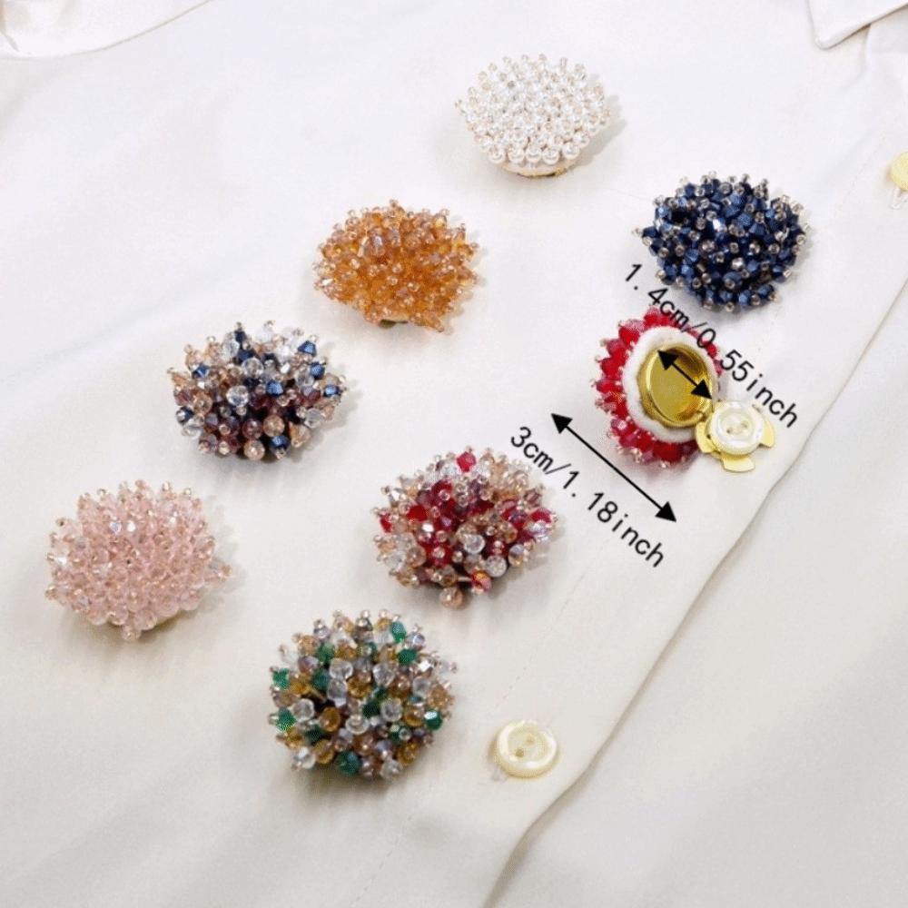 2pcs Colorful Crystal Beads Cufflinks Brass Base Button Cover Sleeve Button  Suit Accessories