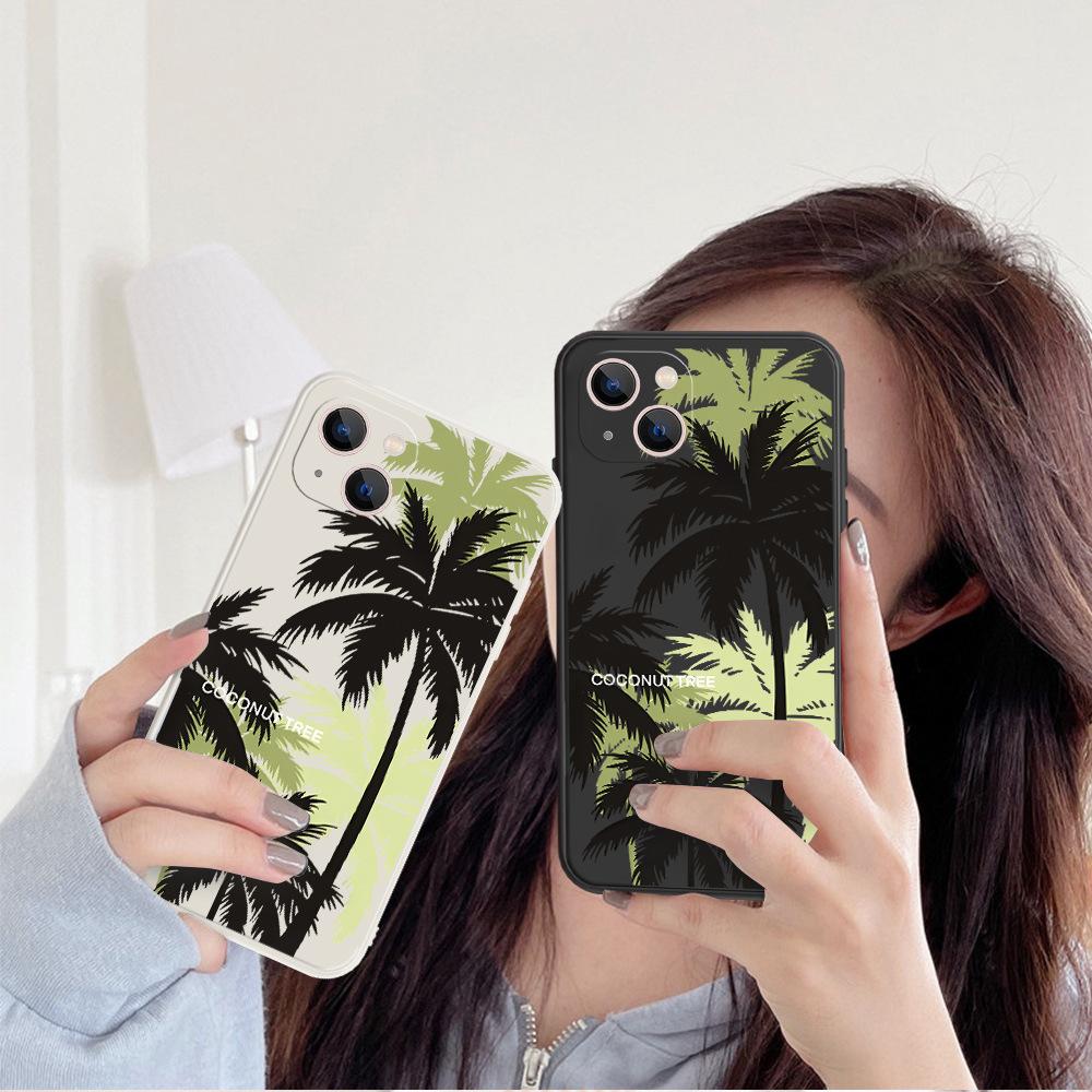 Hot-selling iphone12 coconut tree 15 silicone soft shell apple 17/16promax anti-drop protective cover 11p