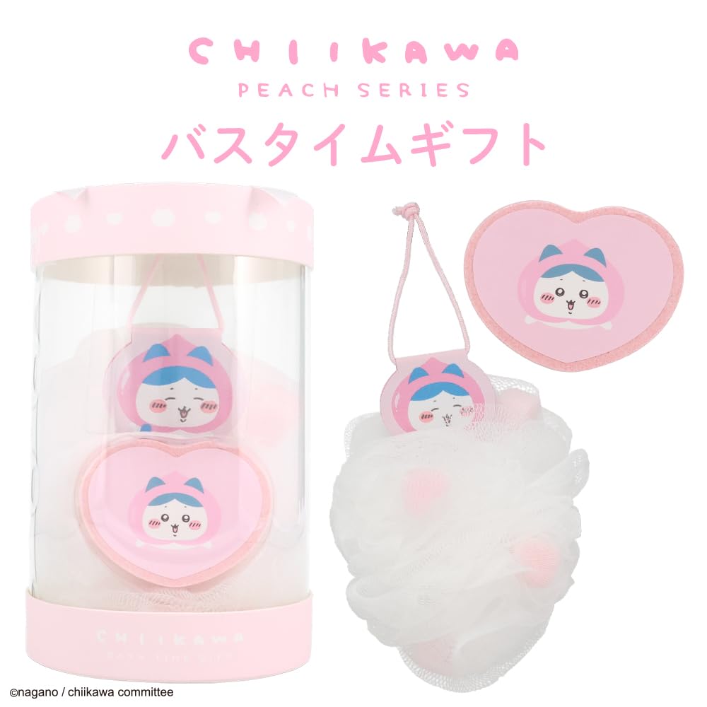 Chiikawa Bathtime Gift Bath Sponge Bath Fizz Peach Series Bath Additive Shobido Original Design Peach Set & - - (Hachiware/White Scent)