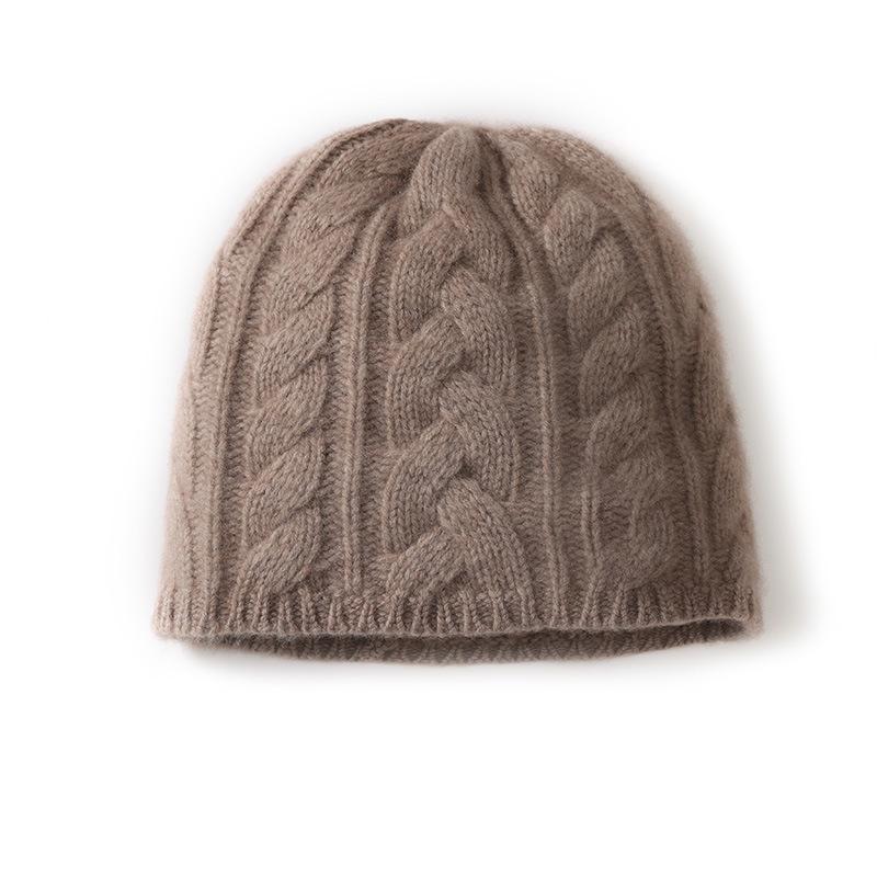 Cashmere Hat Autumn and Winter New Style Women's Fashion Casual Ear Protection Pile Hat Twisted Solid Color Knitted Hat