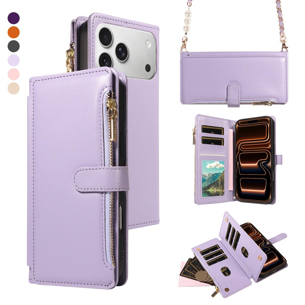 Faux Leather Phone Case for Samsung S26 S25 S24 23 S22 S21 S20 Plus FE Ultra Edge Magnetic Button Closure Wallet ZIPPER AndRFID