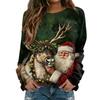 Women's Casual Christmas Print Neck Raglan Long Sleeve Pullover Sweatshirt