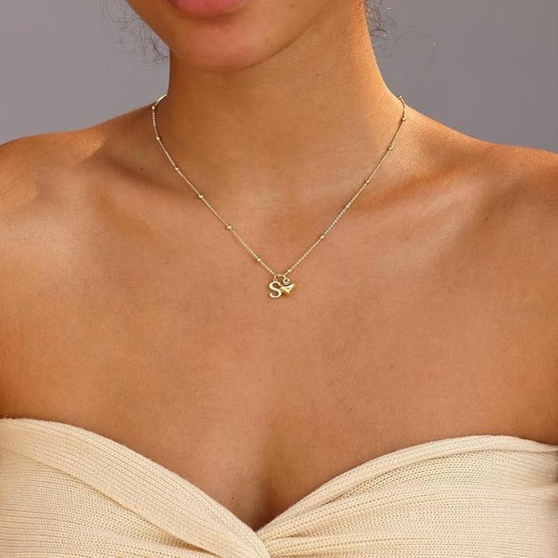 Fashion Luxurious Style 26 Letter Heart Necklace - Gold Plated - Simple and Versatile Women's Necklace
