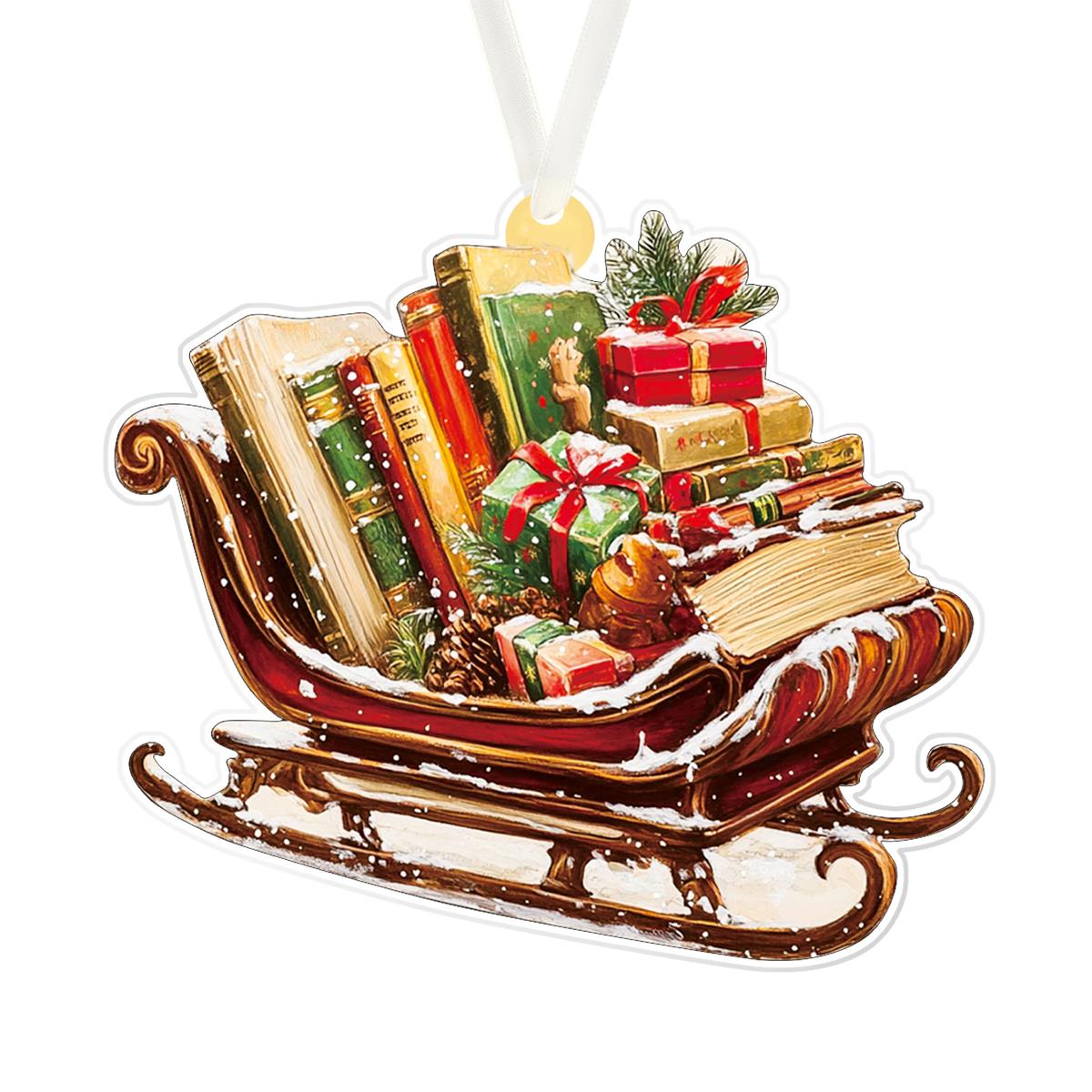 

Acrylic Santa Claus Elk Sleigh Pendant Ornaments Xmas Tree Hanging Decor for Home Christmas Party New Year Decoration