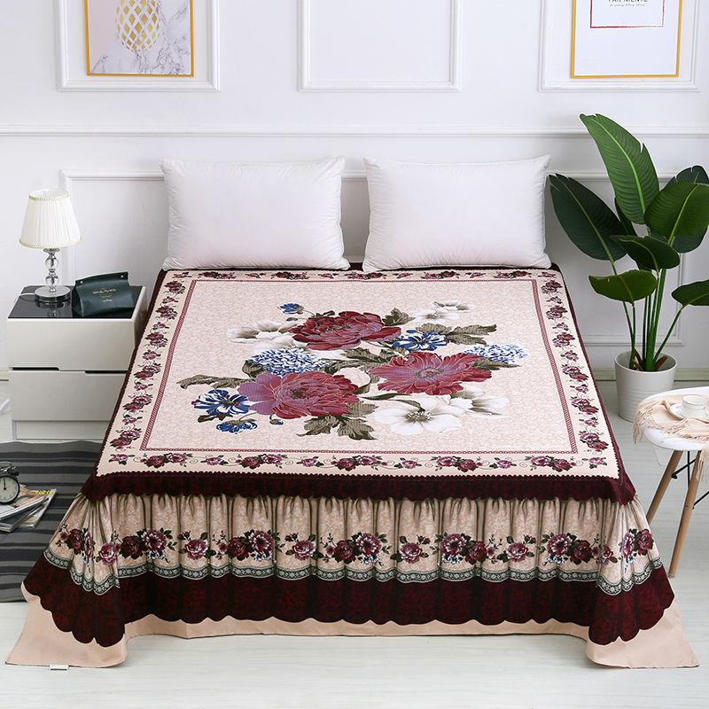 Thicken Brushed Flat Sheet Soft Sanding King Size Bed Sheet Red Wedding Bed Sheet for Cozy Sleep