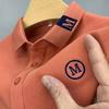 Men's Summer Short Sleeve Embroidered Polo Shirt, Turn-Down Collar, Plus Size, Solid Color