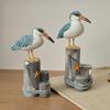 Wooden Seabird Ornaments Ocean Theme Decorative Figurine with Starfish And Hemp Rope Decor Desktop Accent for Home