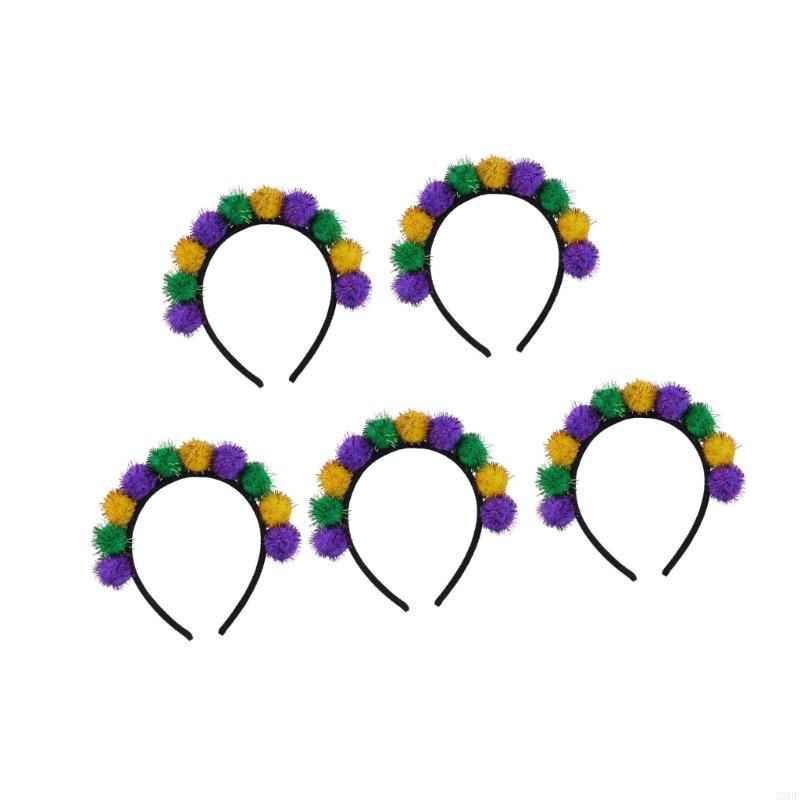 Colorful Mardi Gras Headband Features Green Yellow Colorful Charm Headwear for Prom and Party Comfortable