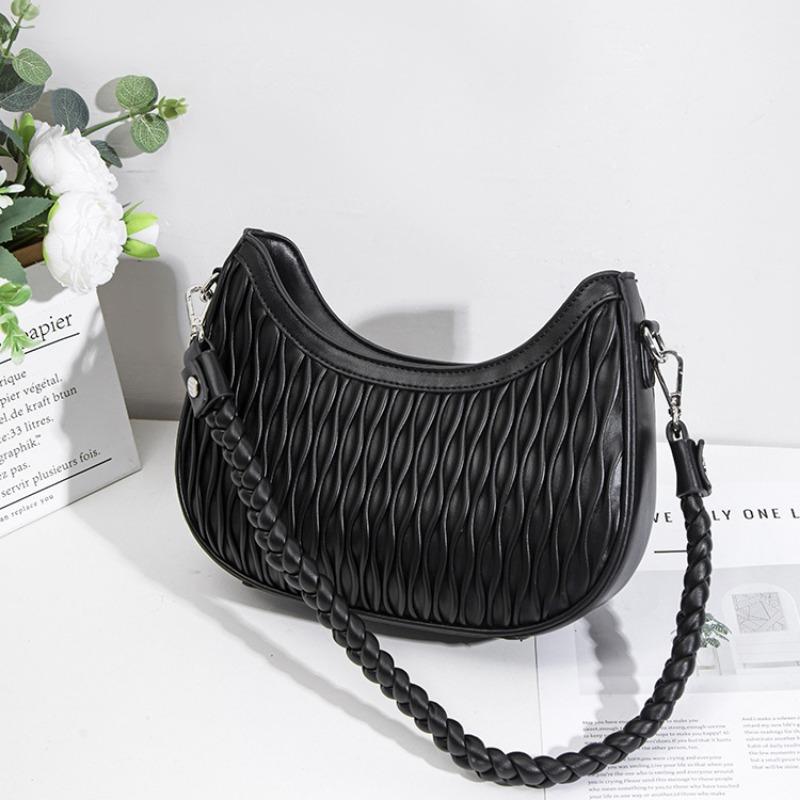 Retro Fashion Casual Underarm Bag Women's Autumn New Pleated Chain Texture Versatile Shoulder Bag