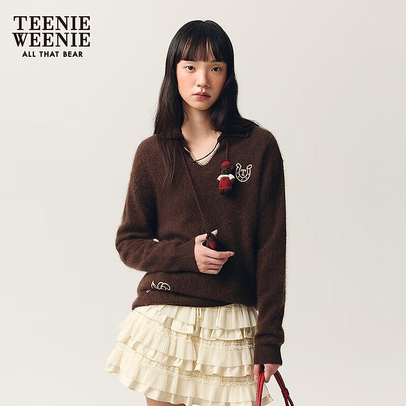 Teenie Weenie Women's Cartoon Bear Polo Knit Sweater