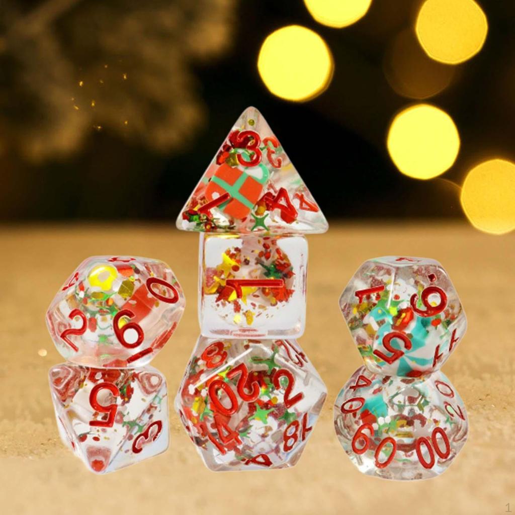 7 Pieces Polyhedral Dices Christmas Dice Party Game Entertainment Toys D20 D12 D10 D8 D6 D4