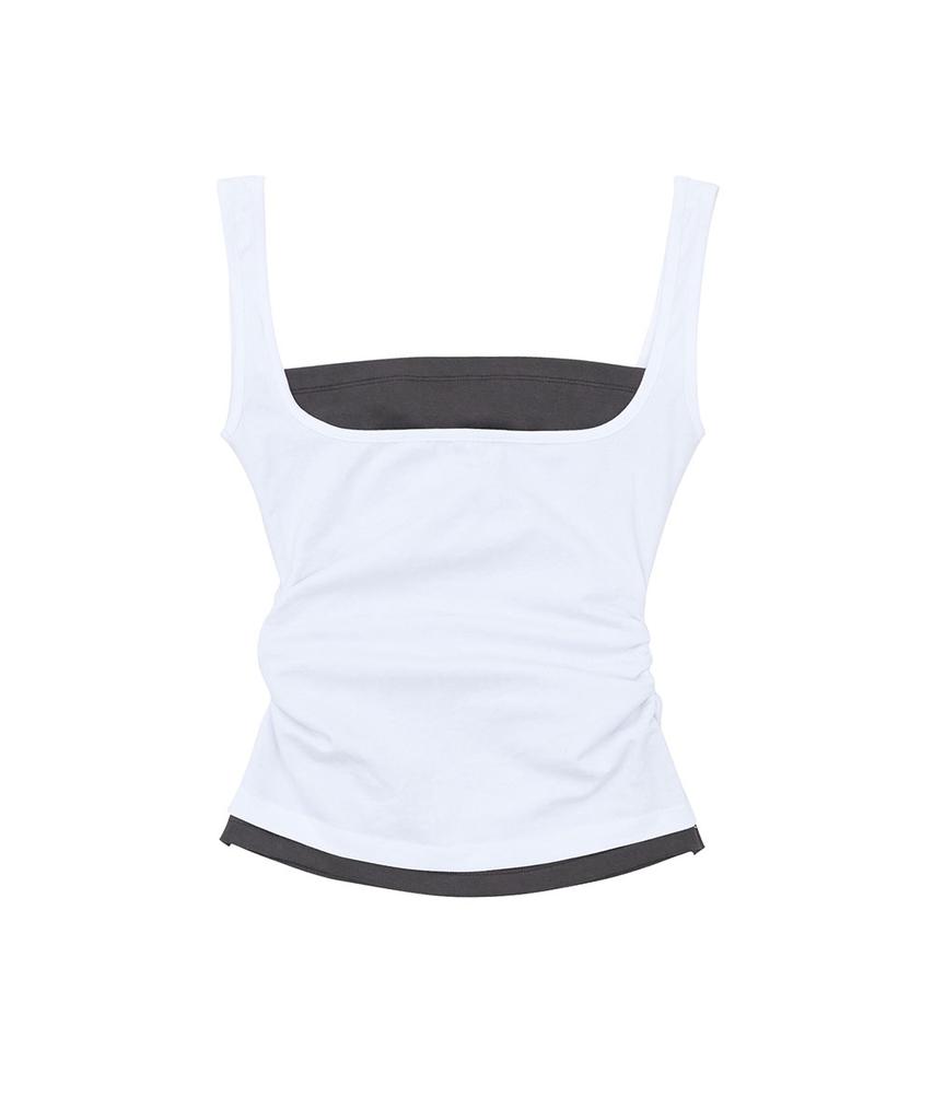 NO EXTRA TOUCH Studded Layered Sleeveless (Ivory) / 26Smsl002Iv