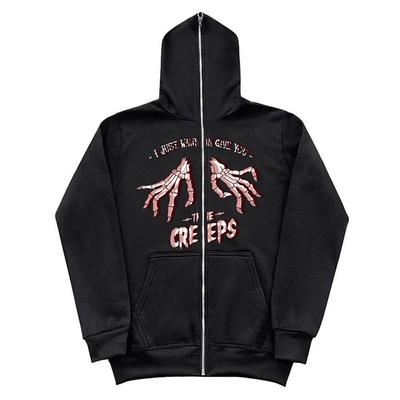 Hoodies Anime Solto Moletom Feminino 2024 Impressão Zíper Masculino Com Capuz O-pescoço Jaqueta Feminina Zip Up Com Capuz Hoodie Preto