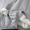 Damen Verdicktes Lockeres Kapuzensweatshirt Einfarbiges Pullover-Oberteil