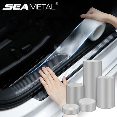 Autocollant de Voiture en Fibre de Carbone 3D Film de Protection de Seuil de Porte de Voiture Anti-Rayures Résistant à l'Usure Bâton Acrylique Protecteur de Bord