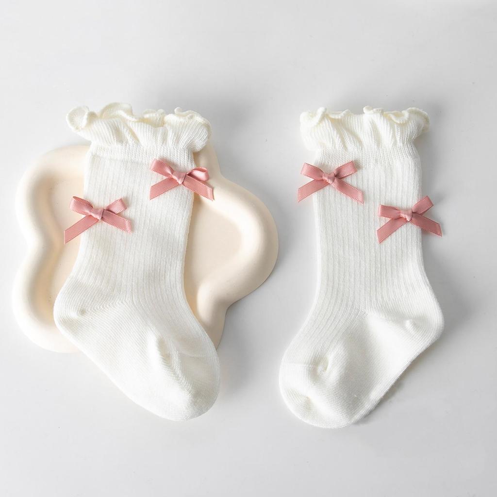 Cotton Newborn Baby Socks Spring Autumn High Quality Infant Toddler Mid-calf Sock Fashion Sweet Bowknot Princess Socks For Girls