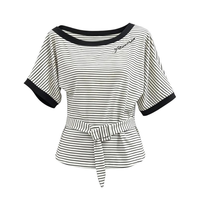 La Chapelle 2026 Women s Striped Short-Sleeve T-Shirt with Belt Design XL