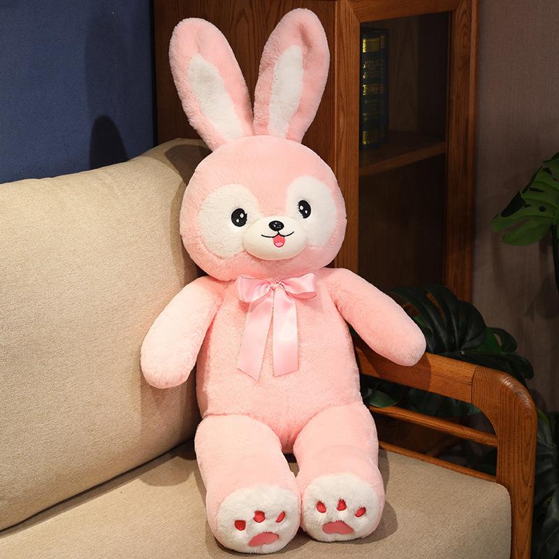 

Internet celebrity long legs strawberry bear bow tie rabbit strawberry bear doll birthday gift cute pillow large rag doll 80cm/1250g