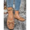 Women Bow Decor Flat Loafers Round Toe Slip‑On Shoes Soft PU Casual Moccasins Comfortable Lightweight Walking Shoes For Daily Office Wear