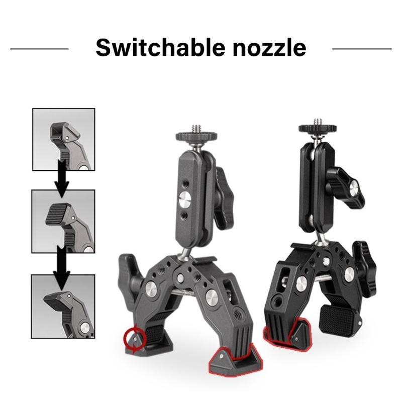 Universal Aluminum Alloy Rotating Clamp with 360 Swivels Ball Head Camera Mount Adapter Fit Tripods Rod Crossbars Gimbals Systems