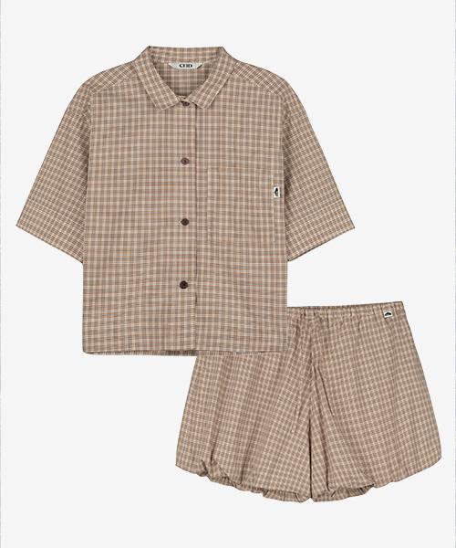 Seideu [W] Cotton Poplin Shirt Pajama Set