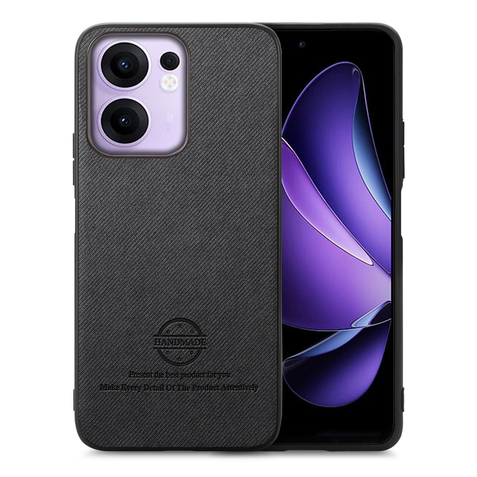 

For Oppo Reno13 F 5G (Reno 13 FS 5G)/4G Leather Phone Back Cover with Cloth Texture A