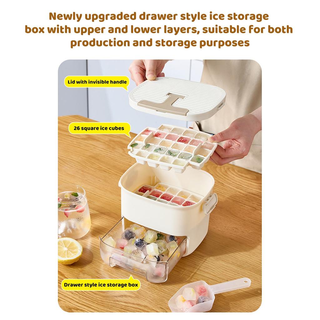 Household Ice Tray Mold Push-type Ice Storage Box With Lid Food Grade One Second Ice Removal
