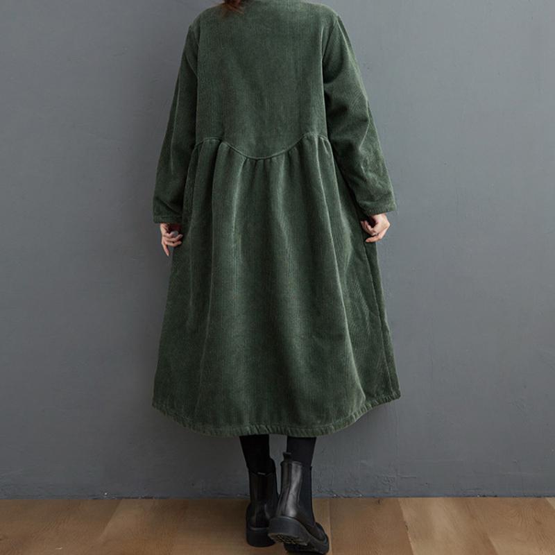 Winter Women Trench Fleece Long Sleeved Loose Vintage Fashion Casual Long Warm Coat