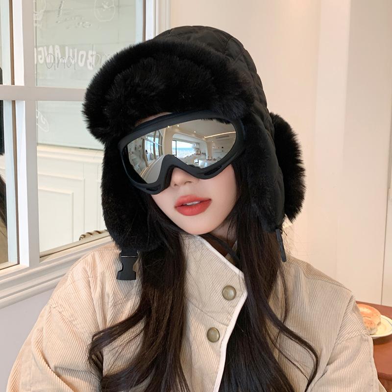 Winter Hat Women's Big Head Circumference Shows Small Face Versatile Lei Feng Hat Thickened Warm Ski Cold Bag Head Hat
