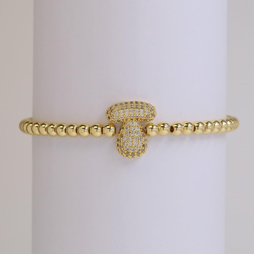 Trendy Hot Sale Hip Hop 18k Gold Plated 26 English Zircon Letters Bracelet Fashion Copper Beading Bracelet Women's Gift Jewelry