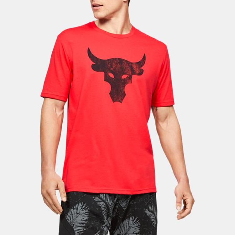 Under Armour Project Rock Grafické Sportovní Tričko s Krátkým Rukávem Pánské Topy Mesa-Red 1351582-608