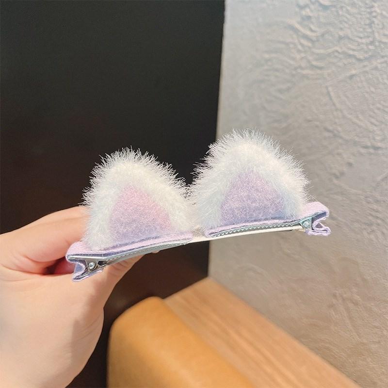 1 Pair Women Plush Hair Clip Fashion Colorful Cat Ear Hairpin Female Small Hair Clip Girls Hair Accessories