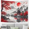 2D Flat, 1pc Red Maple Pavilion Tapestry - Horizontal Wall Hanging Suitable for Home Decor, Photo Booth Backdrop, Themed Parties, Traditional Room Dec