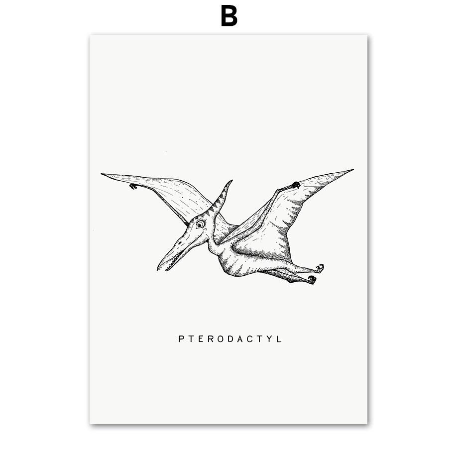 Retro Dinosaurier T-Rex Flugsaurier Triceratops Wandkunst Leinwandmalerei Nordische Poster und Drucke Bilder Baby Kinder Jungenzimmer Dekor