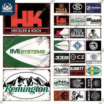 Putuo Decor Marke Poster Vintage Metall Zinn Zeichen Plaque Platte für Garage Man Cave Gun Club Wand Dekor Pistola Co2 arma Metall