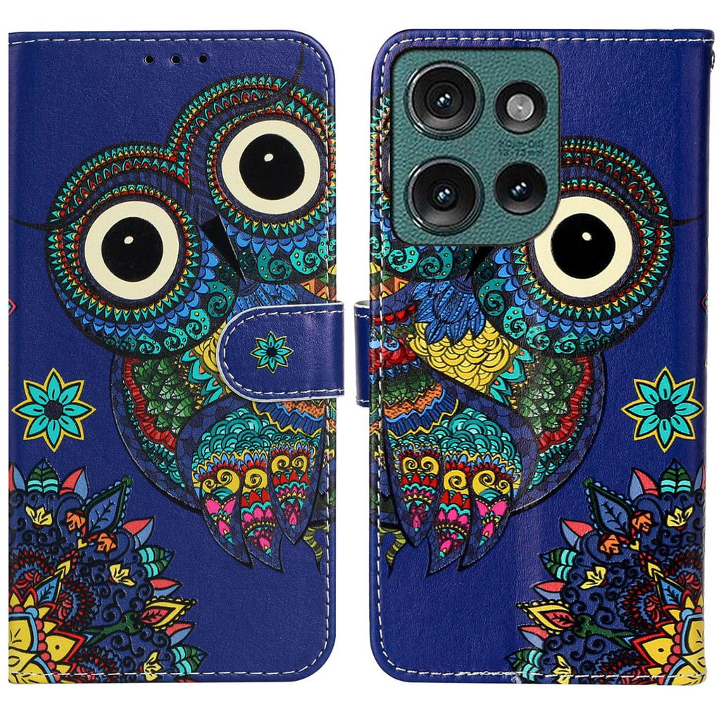 For Motorola Edge 50 5G Case Pattern Leather Wallet Phone Cover with Card Holder