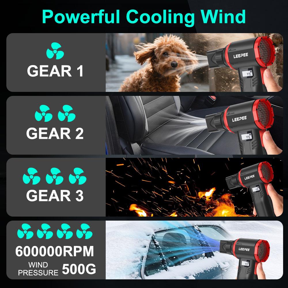 Turbo Jet Fan 2025 New Car Violence Turbine Fan Portable Cleaning Blower Tools Type-C Charging Blowing Snow Electric Air Duster