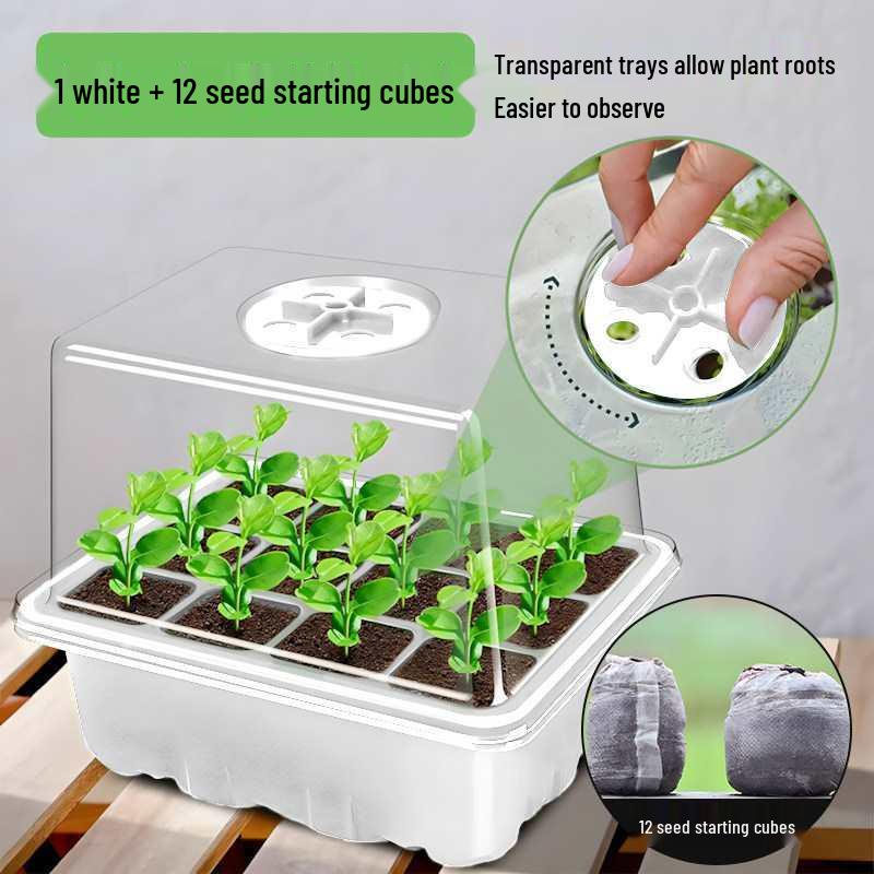 12-Hole Succulent Seedling Tray Set with Lid – Moisture & Temperature Control