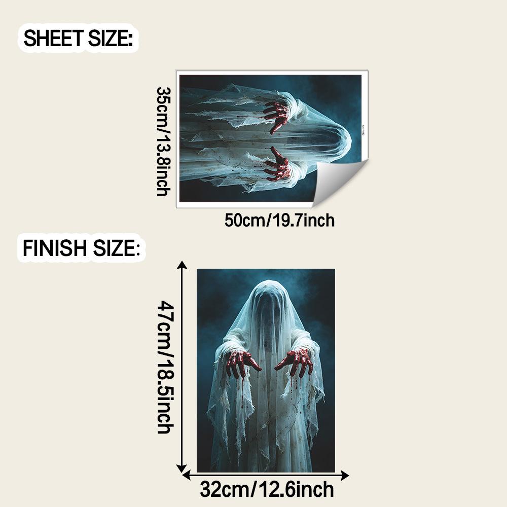 Halloween 3D Realistic Horror Ghost Bedroom, Living Room, Entrance Hall, Home Decor Wall Sticker, Wall Paper