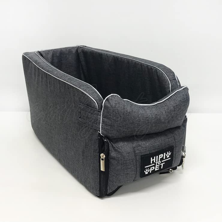 Pet Car Seat Fixed Type Car Bed for Dogs and Compact Console Box with Emily Style 100B NEW! - - Cats, Armrest, (Gray)
