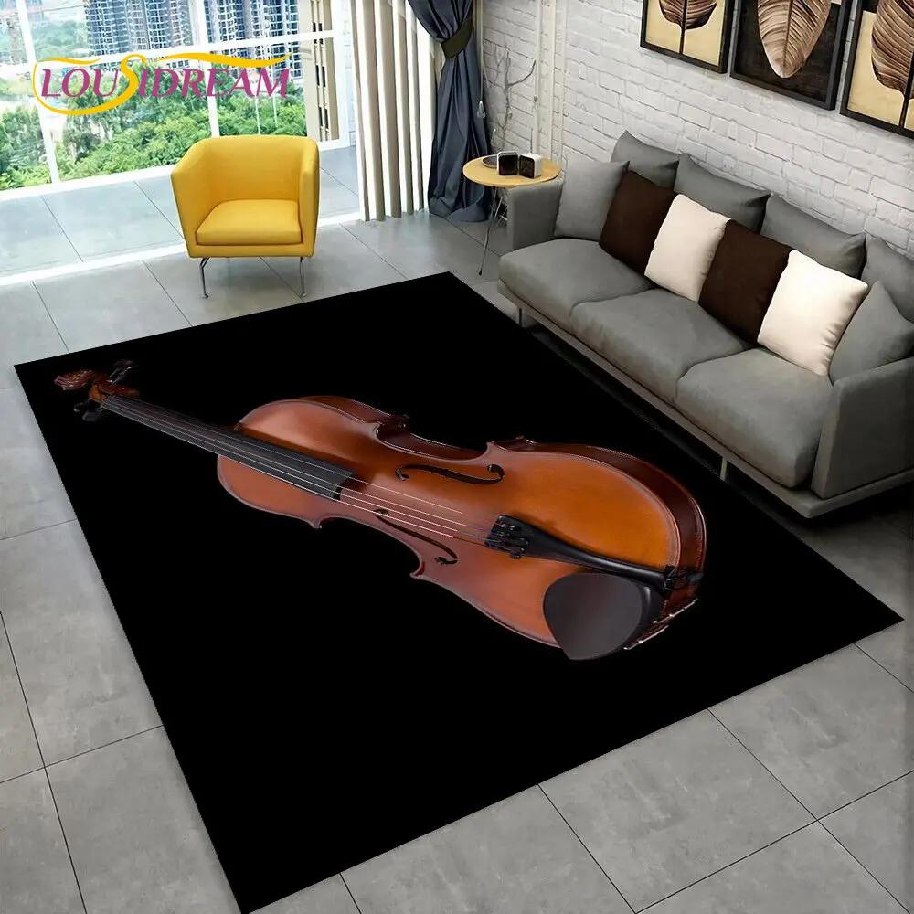 Classical Violin Instrument Music Area Rug,Carpet for Home Living Room Bedroom Sofa Doormat Kitchen Decor,kid Non-slip Floor Mat