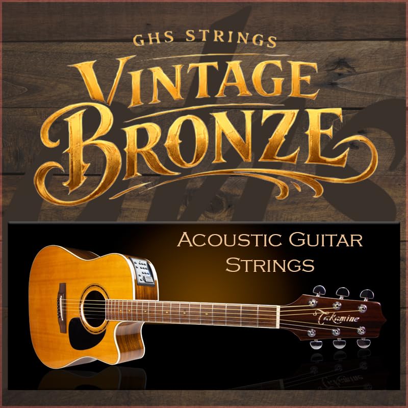 ghs VINTAGE BRONZE Acoustic Guitar Strings, Light, 12-54, VN-L