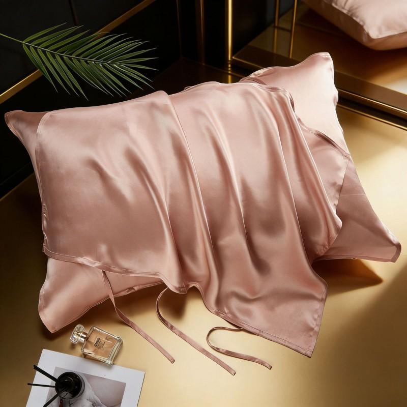 40 Momme 100% Pure Mulberry Silk Pillowcase With Adjustable Ties Solid Color Luxury Sleep Skincare Pillow Cover
