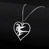 Lucktune Taekwondo Kongfu Fight Figure Heart Pendant Necklace Stainless Steel Karate Fight Chain Necklace Jewelry for Sportsman