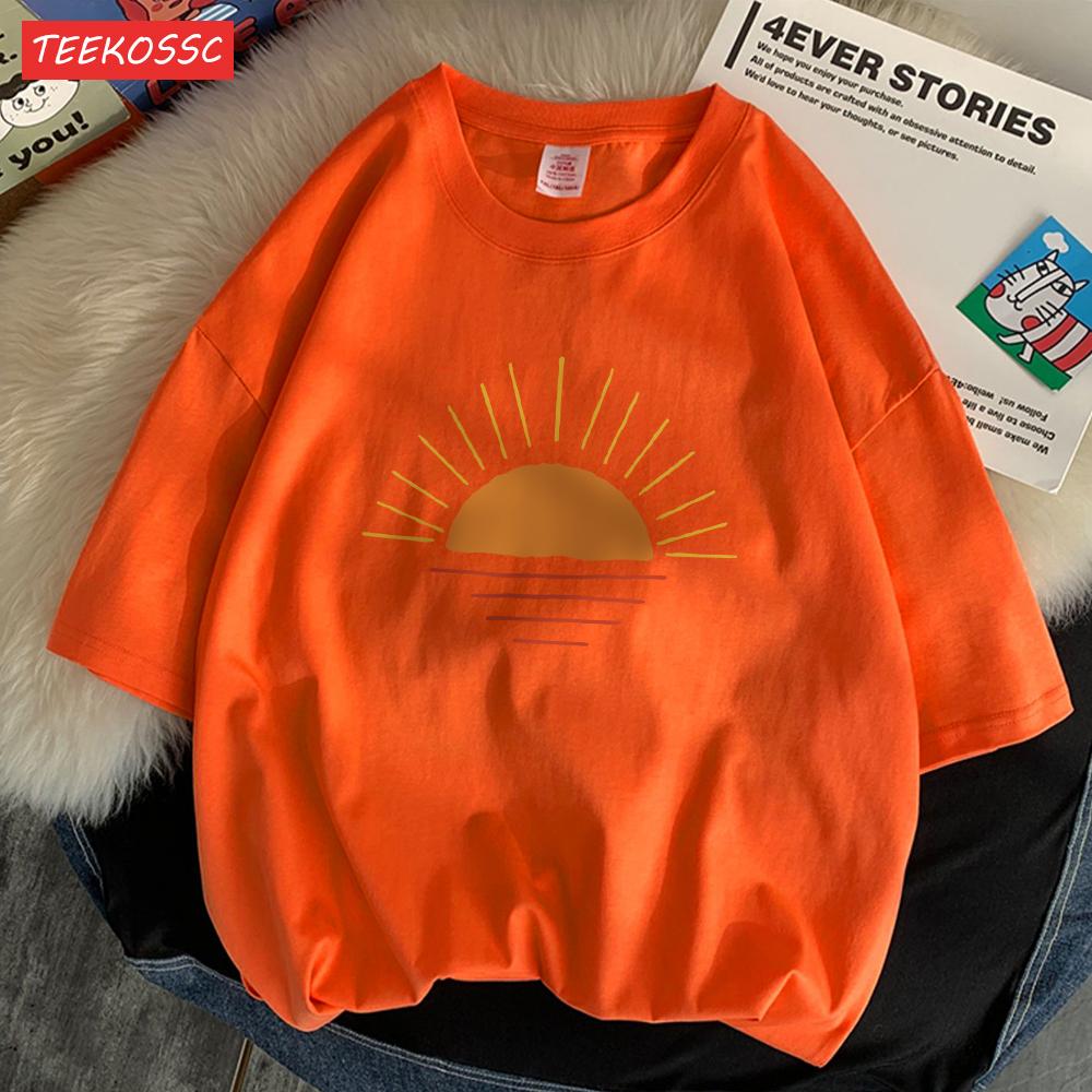 

Мужская футболка с графическим рисунком «Закат на побережье», футболки с индивидуальностью, высококачественная футболка с узором, хлопковая, модная, с коротким рукавом 4XL