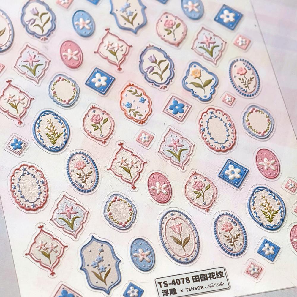 5D Gold Stamping Butterfly Vintage Border Nail Art Stickers Hearts Stars Moon Shiny Metal Elegant Self Adhesive Manicure Decal