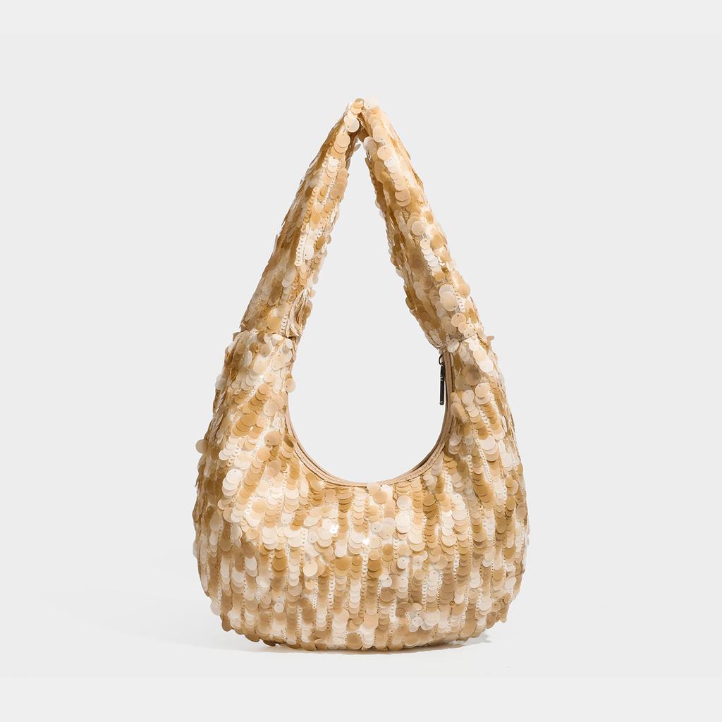 Fashion Niche Sequin Bag, Casual Dumpling Bead Bag, Light Luxury Armpit Bag, High-quality Shoulder Bag